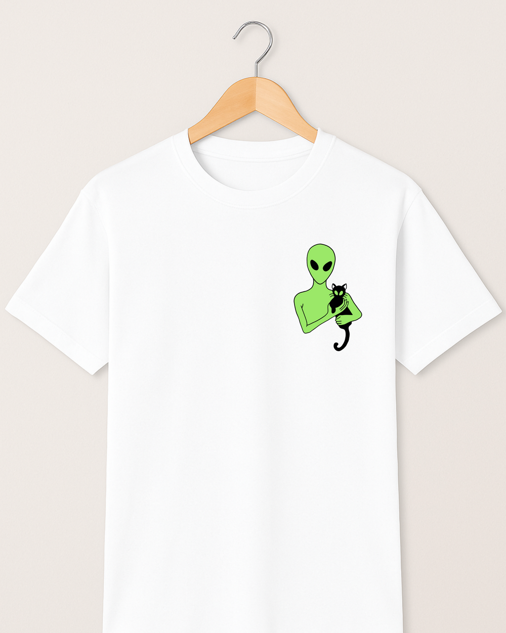 Playera Alién & Cat – Extraterrestre con Gato | Diseño Minimalista Unisex