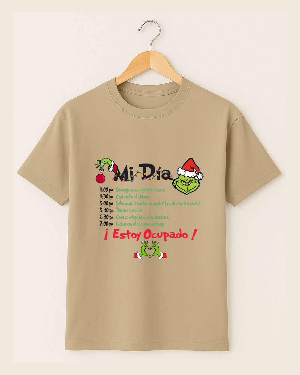 Playera Mi Día Grinch – Edición Humor Navideño Unisex
