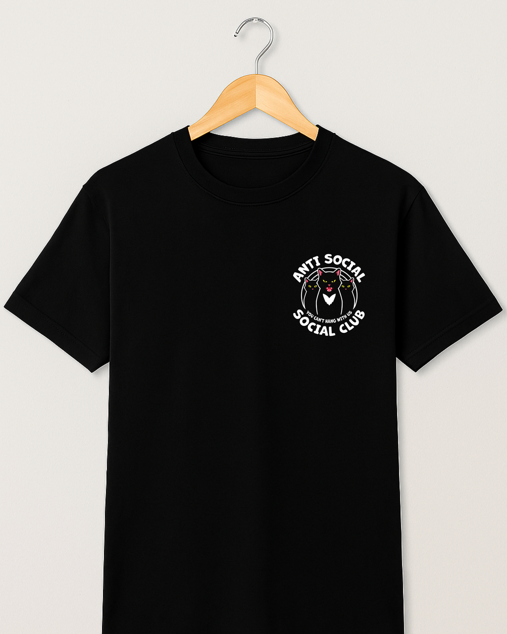 Playera Anti Social Cat Club – Gato Rebelde | Estilo Minimalista Unisex