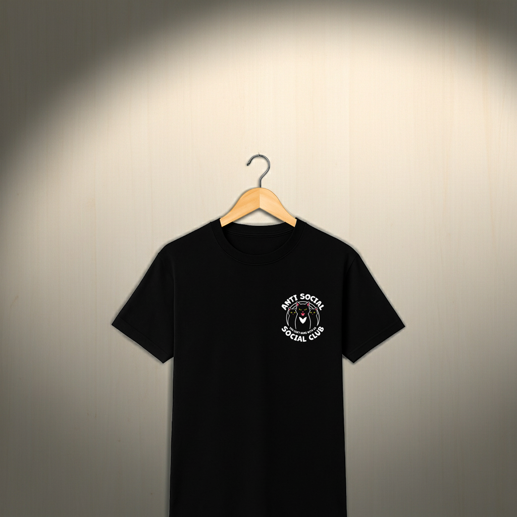 Playera Anti Social Cat Club – Gato Rebelde | Estilo Minimalista Unisex