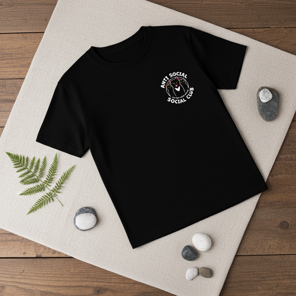 Playera Anti Social Cat Club – Gato Rebelde | Estilo Minimalista Unisex