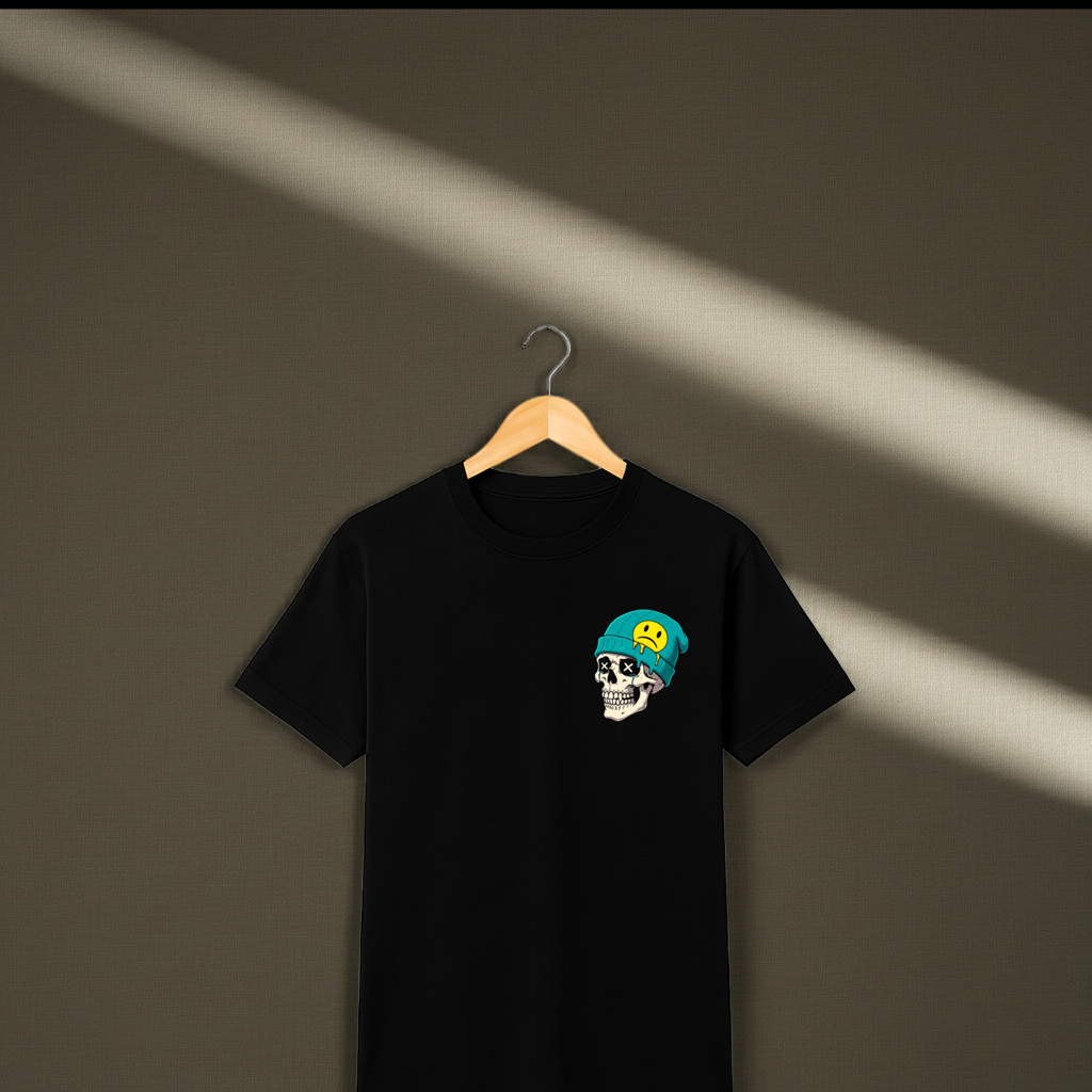 Playera Calavera Chévere – Diseño Cool con Gorro | Street & Minimal Unisex