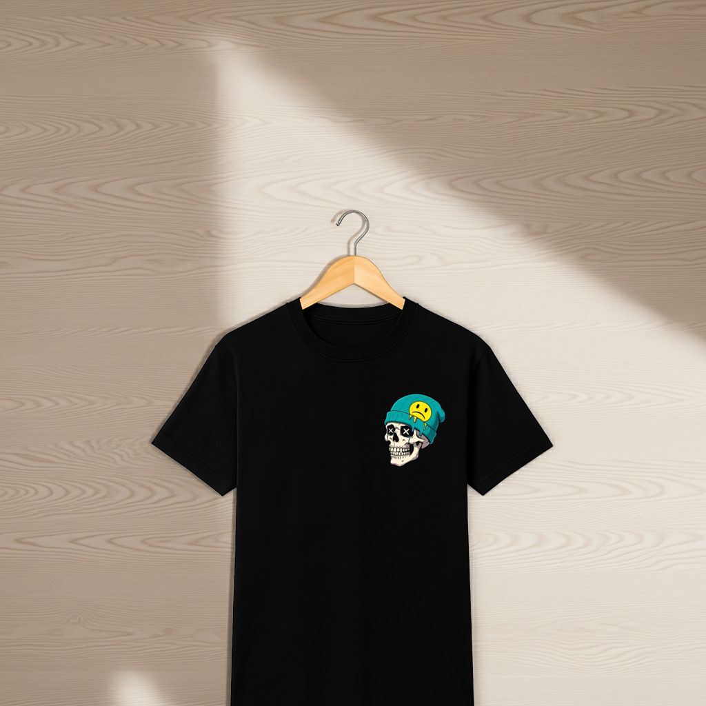 Playera Calavera Chévere – Diseño Cool con Gorro | Street & Minimal Unisex