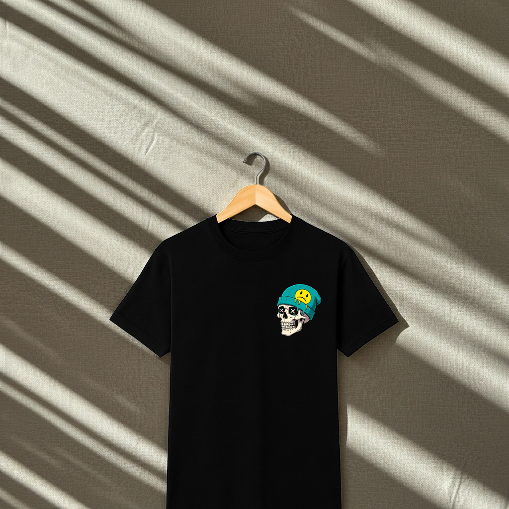 Playera Calavera Chévere – Diseño Cool con Gorro | Street & Minimal Unisex