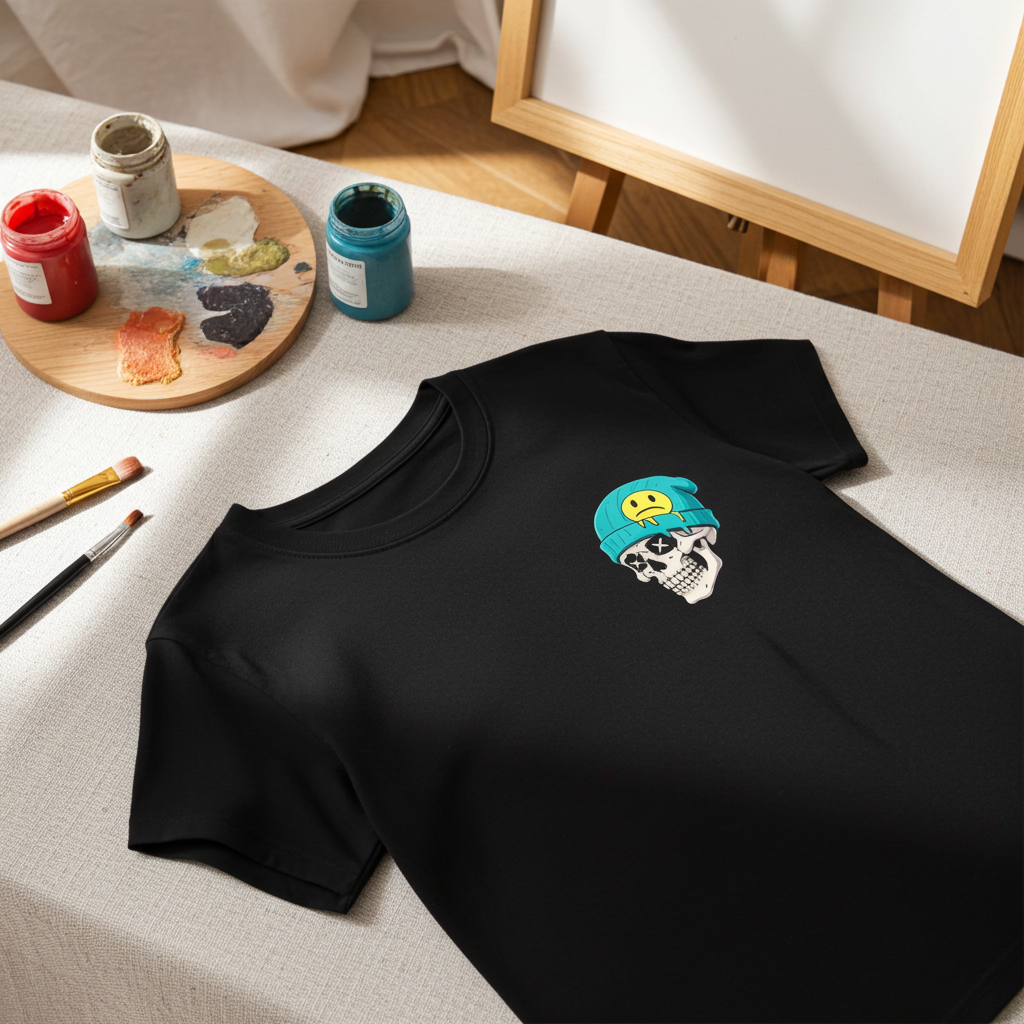 Playera Calavera Chévere – Diseño Cool con Gorro | Street & Minimal Unisex