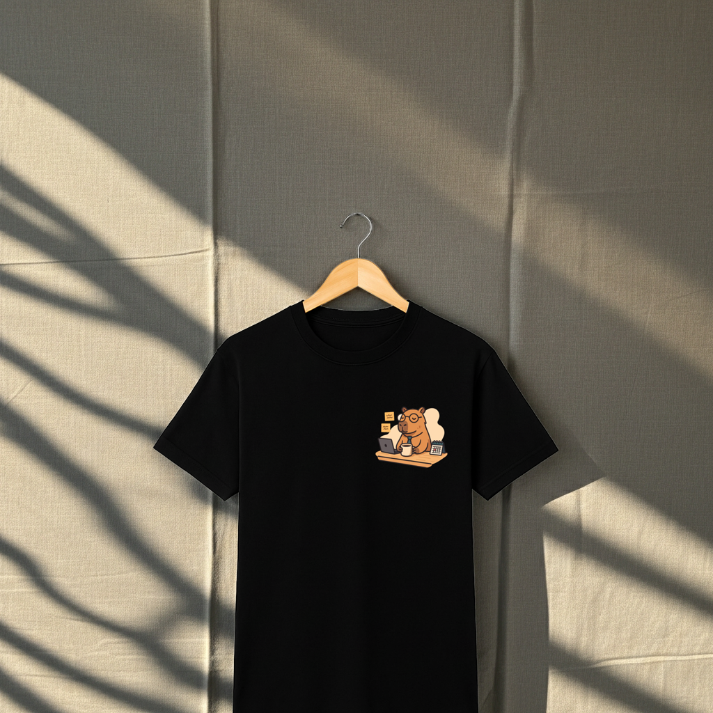 Playera CapiCeo – Capibara Godín con Café | Humor de Oficina Unisex