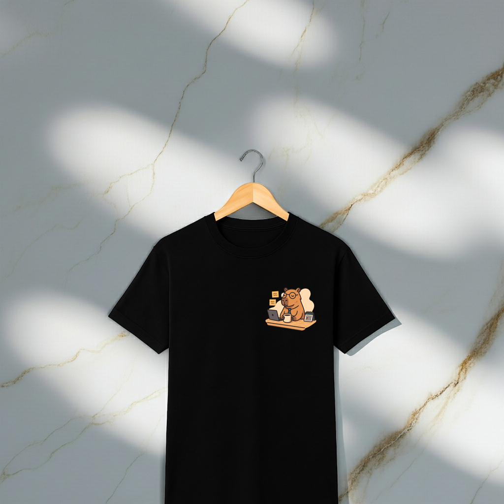 Playera CapiCeo – Capibara Godín con Café | Humor de Oficina Unisex