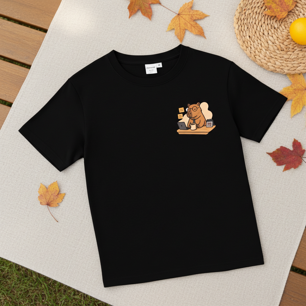 Playera CapiCeo – Capibara Godín con Café | Humor de Oficina Unisex