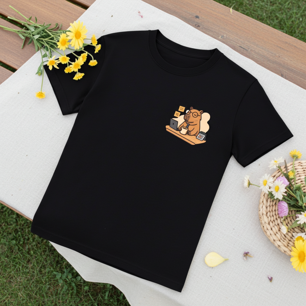 Playera CapiCeo – Capibara Godín con Café | Humor de Oficina Unisex