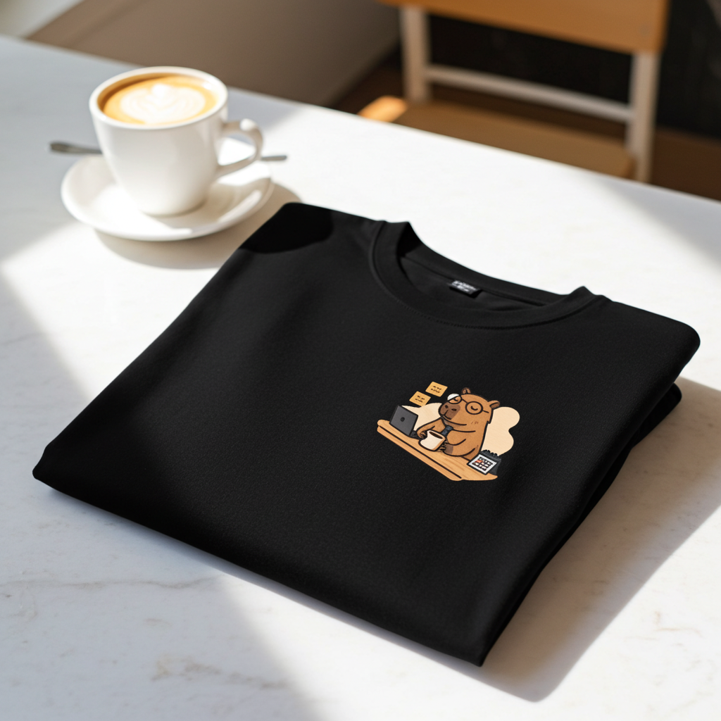 Playera CapiCeo – Capibara Godín con Café | Humor de Oficina Unisex