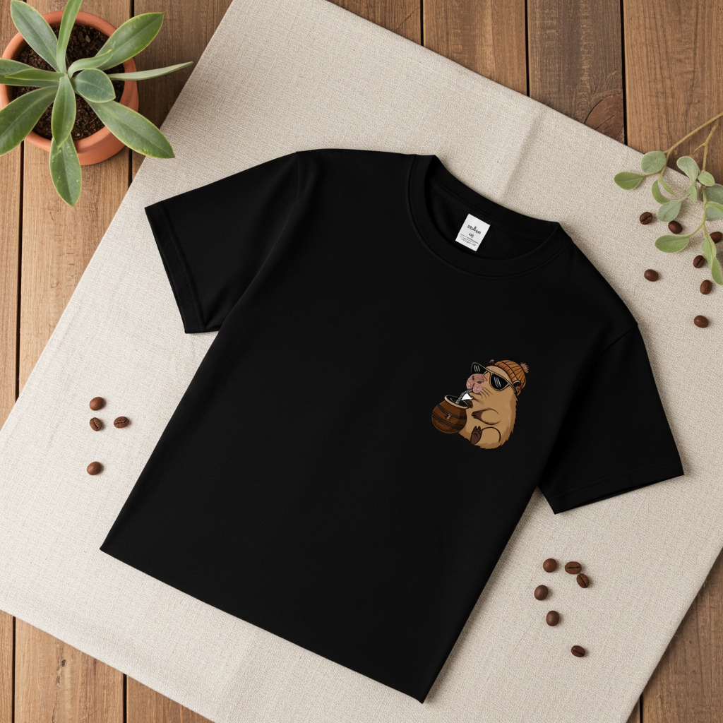Playera Capibara Mate Lover – Capibara con Gorro | Estilo Chill Unisex